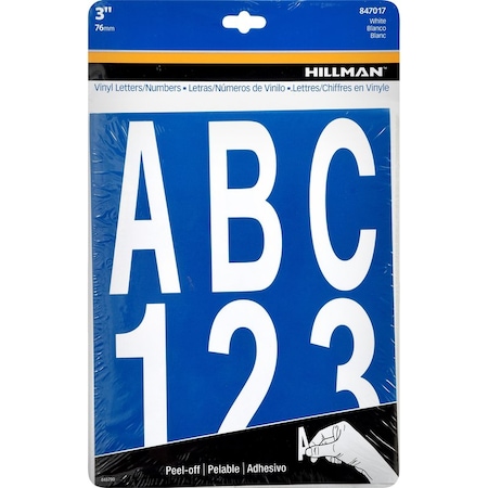 Hillman HILLMAN 3 in. Reflective White Vinyl Self-Adhesive Letter and Number Set 0-9/ A-Z 1 pc, PK6 847017